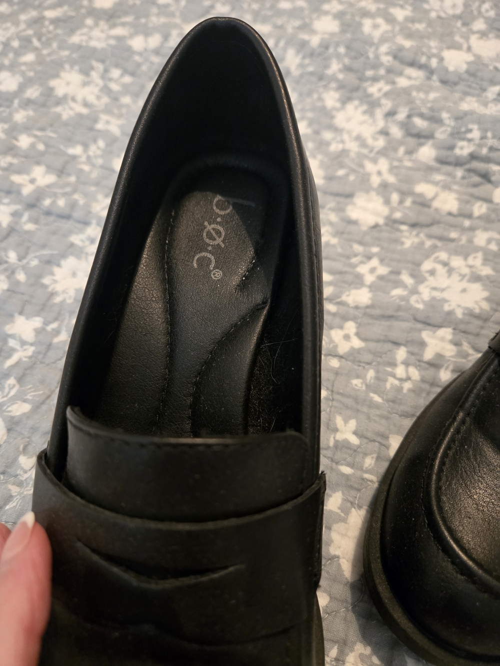 boc Black Leather Wedge Loafer Pumps - Picture 3 of 4